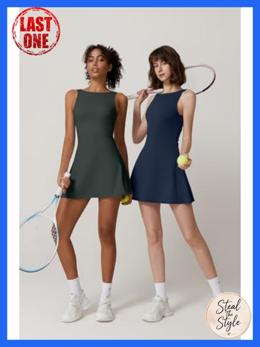Women's Sleeveless Tennis Dress Built-in Shorts Golf Athletic Dress with Pockets - Picture 2 of 6